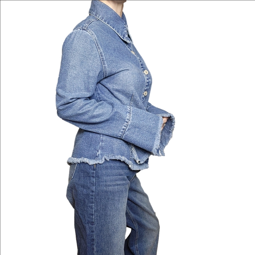 Shirt Jacket Denim Blue Vintage Collared fitted EVE BARE GI… - Picture 3 of 16